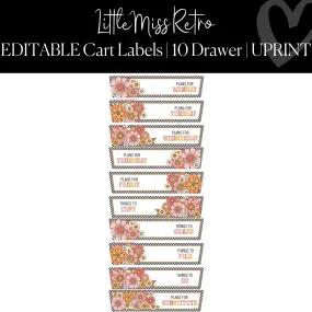 10 Drawer Rolling Cart Labels | Little Miss Retro Classroom Decor | UPRINT | Schoolgirl Style