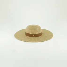 2-Toned Cloche Straw Sun Hat.Ingot Detail.