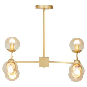 Abira Six Bulb Gold Finish Pendant Light