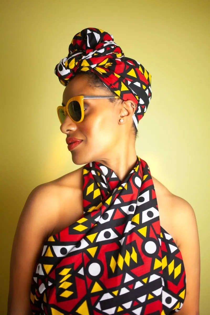 African Headwrap In Electric Red