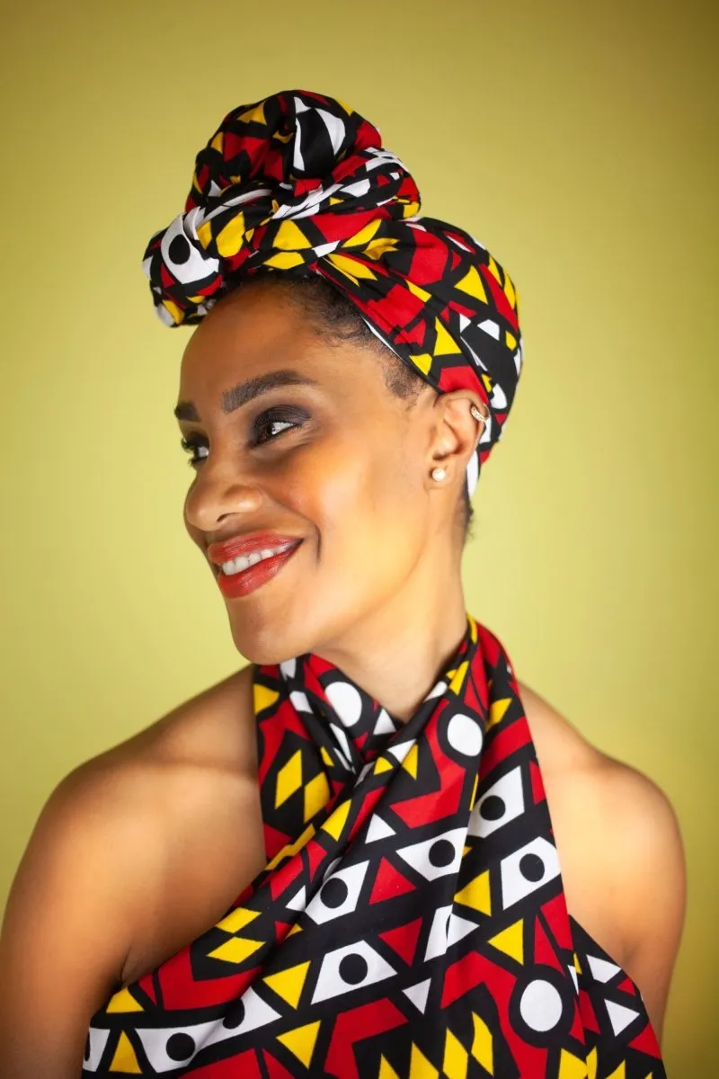 African Headwrap In Electric Red