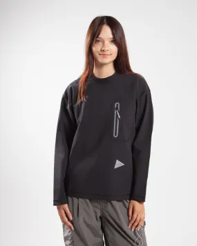 and wander Hybrid Warm Pocket LS Tee Blac