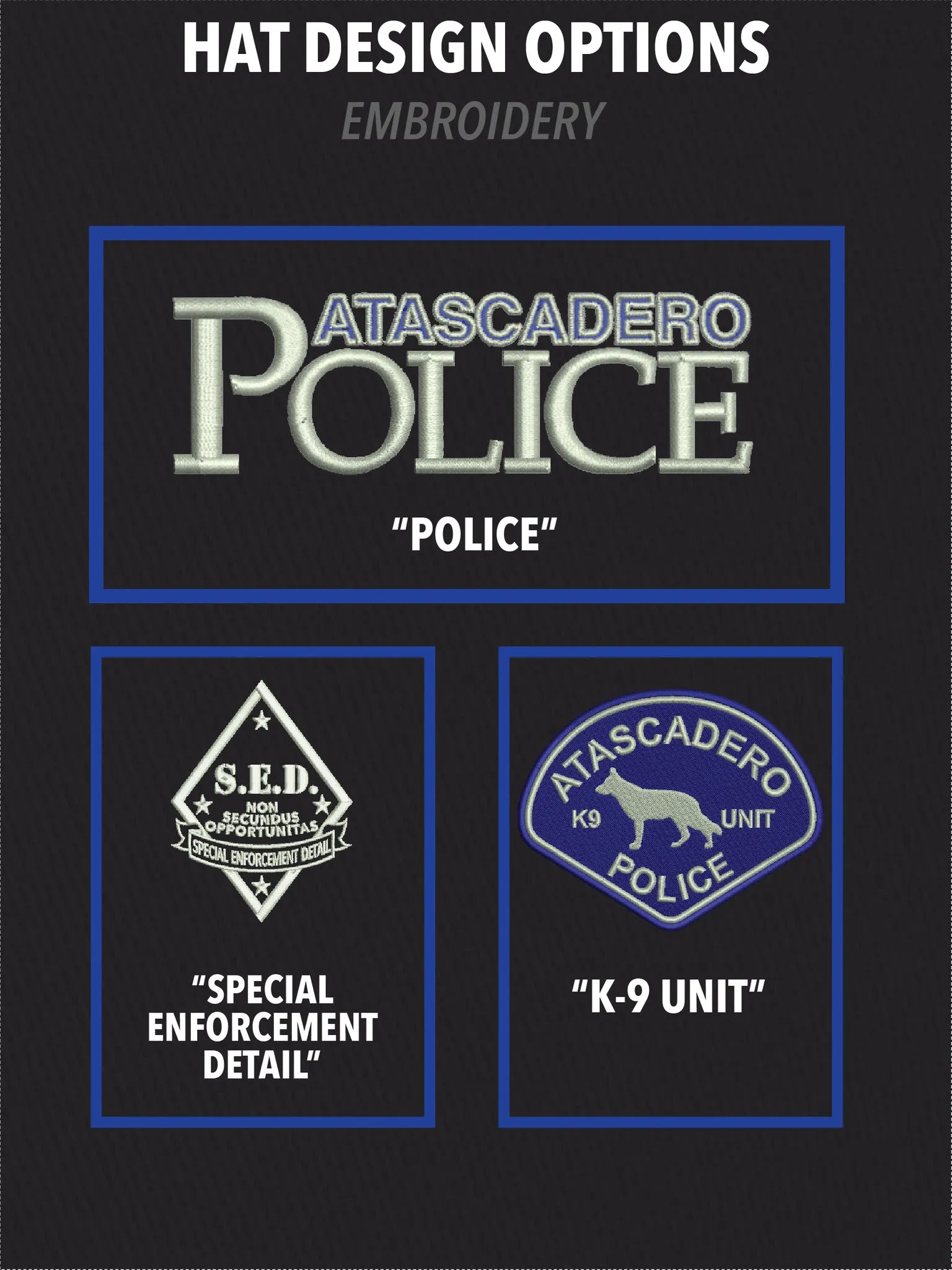 Atascadero Police - Velcro Enclosure Hat - PERSONALIZE