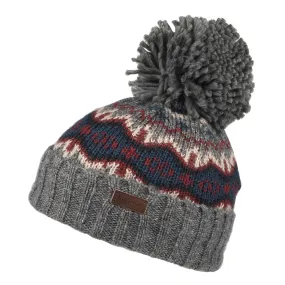 Barbour Hats Kids Case Fair Isle Bobble Hat - Grey