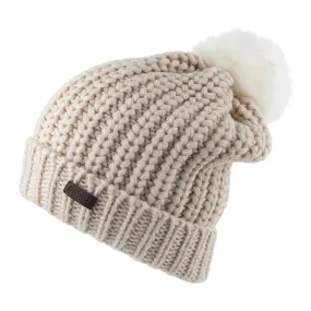 Barbour Hats Saltburn Faux Fur Pom Bobble Hat - Beige