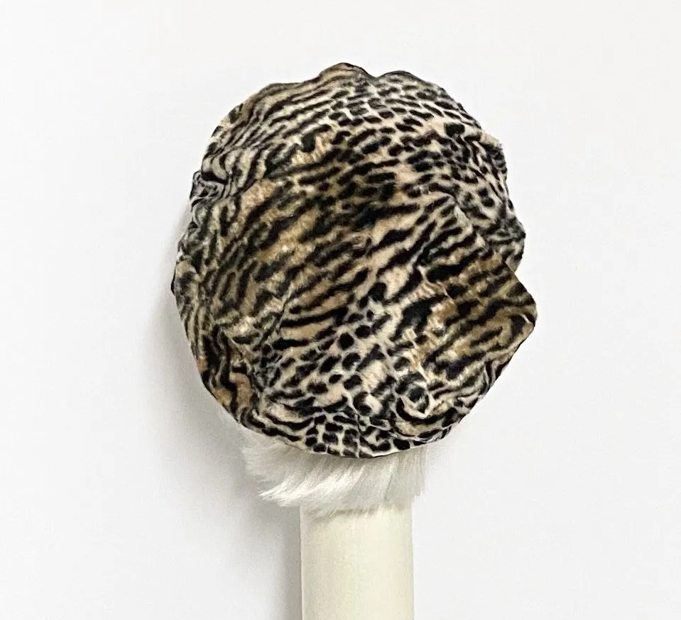 Beret Hat Leopard Faux Fur