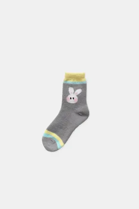 Blushing Rabbit Furry Socks, Grey