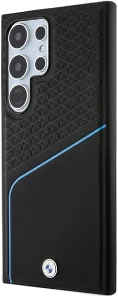 BMW Signature Leather Textured and Line with MagSafe Hard Case for Samsung Galaxy S24 Ultra 6.8" Black - BMHMS24L23RDCLK