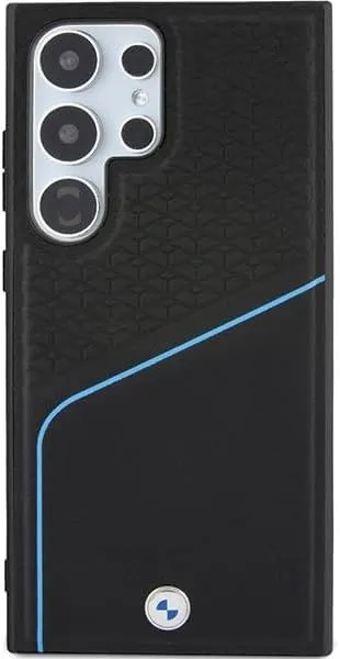 BMW Signature Leather Textured and Line with MagSafe Hard Case for Samsung Galaxy S24 Ultra 6.8" Black - BMHMS24L23RDCLK