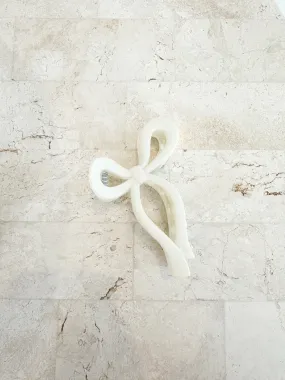 Bow Clip - Matte Cream