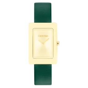 Calvin Klein Green Leather Gold Dial Women's Watch - 25200397