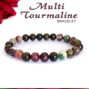 Certified Multi Tourmaline 8mm Natural Stone Bracelet