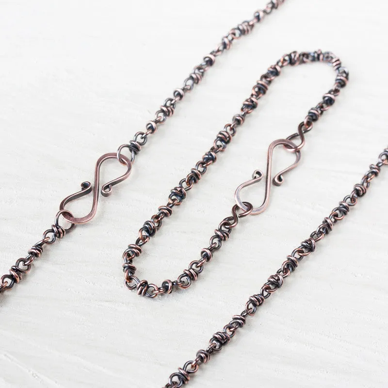 Copper Jewelry SET: Handmade Copper Chain Necklace and Bracelet