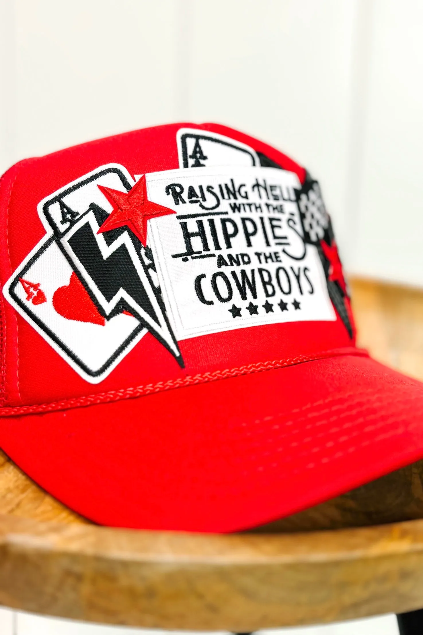 Custom Trucker Hat - Hippies Cowboys - Red