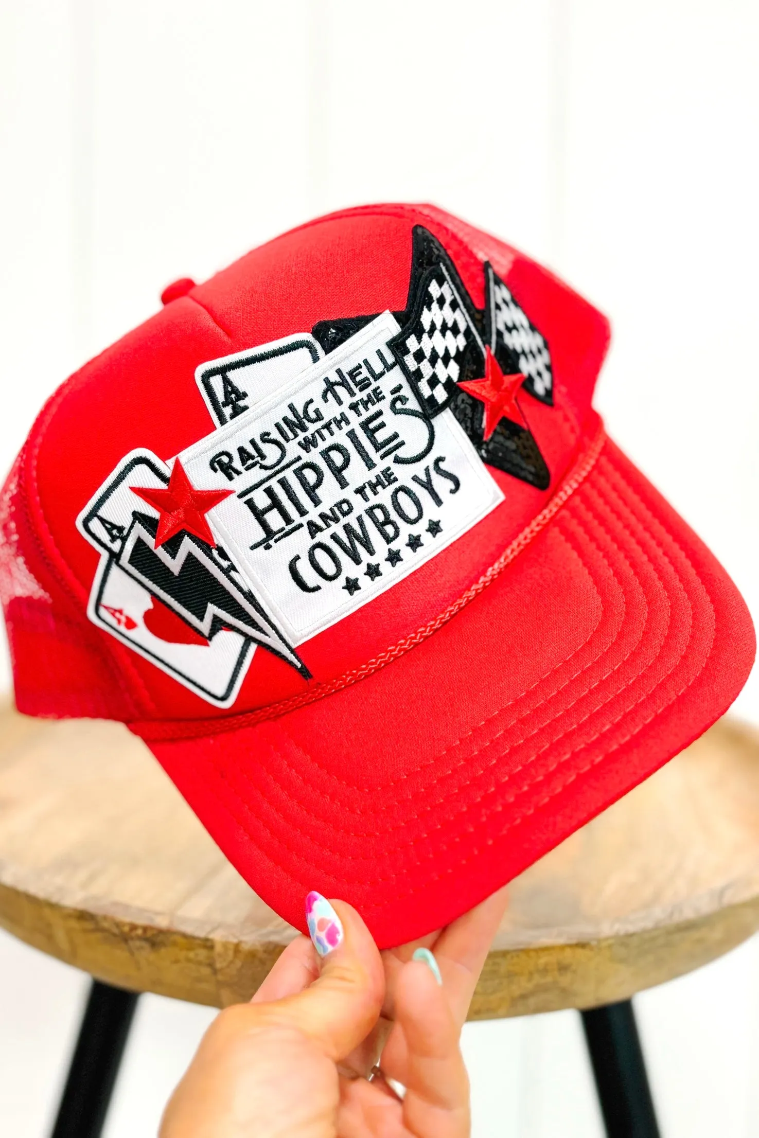 Custom Trucker Hat - Hippies Cowboys - Red