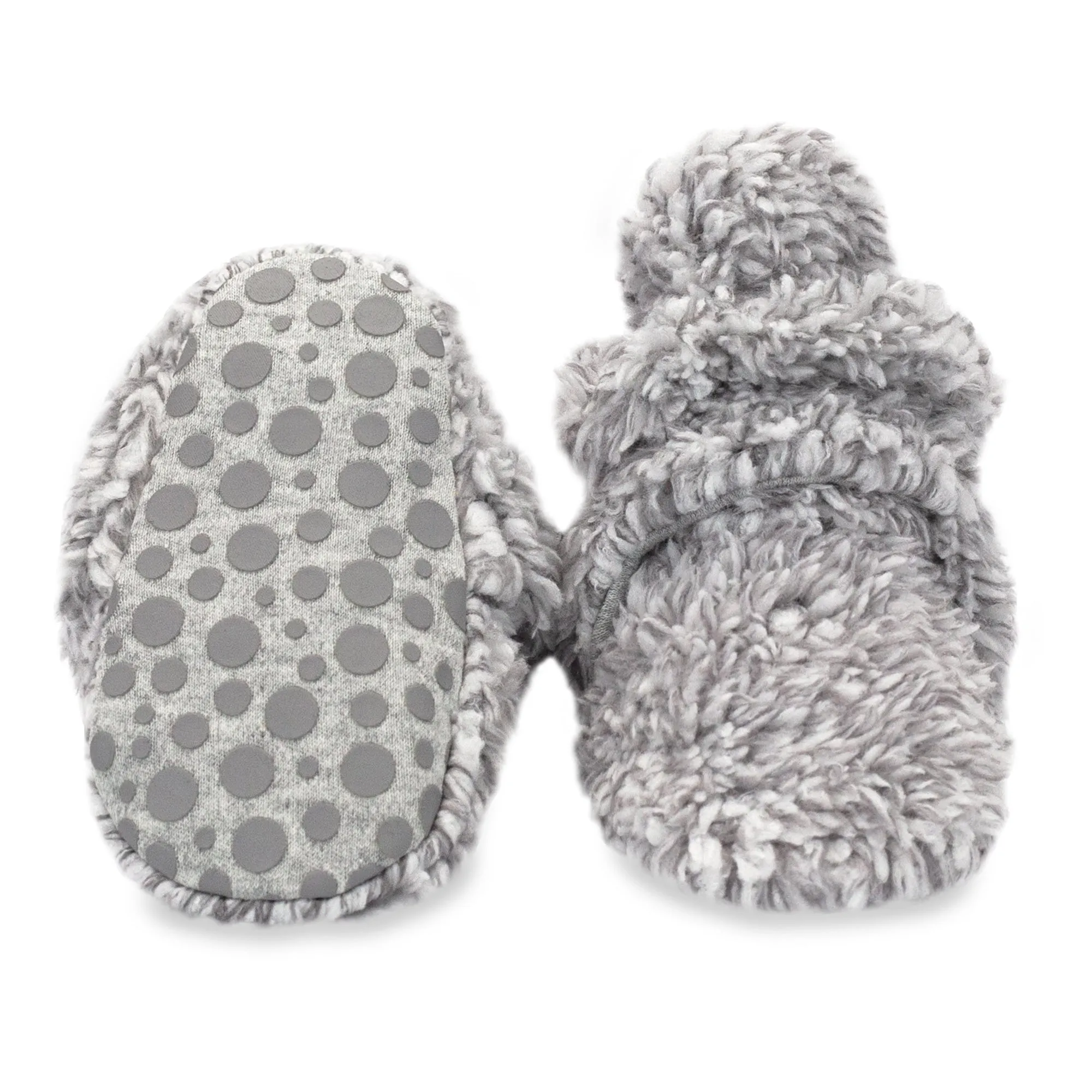 Furry Gripper Baby Bootie - Heather Gray