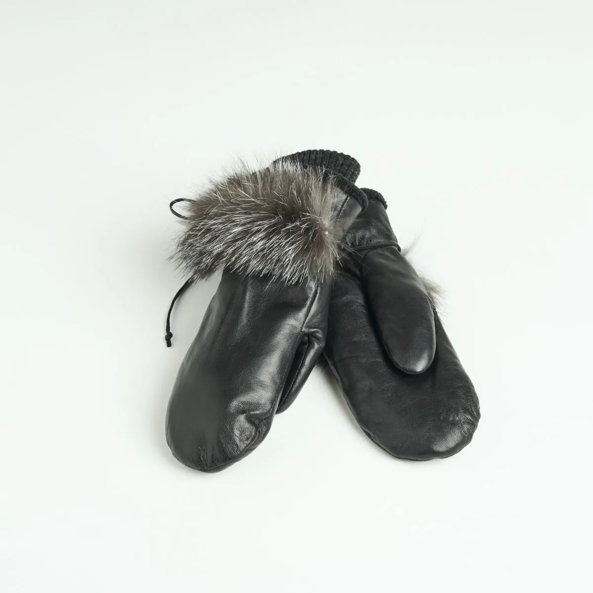 LEATHER MITTS WITH UPCYCLED FUR TRIM