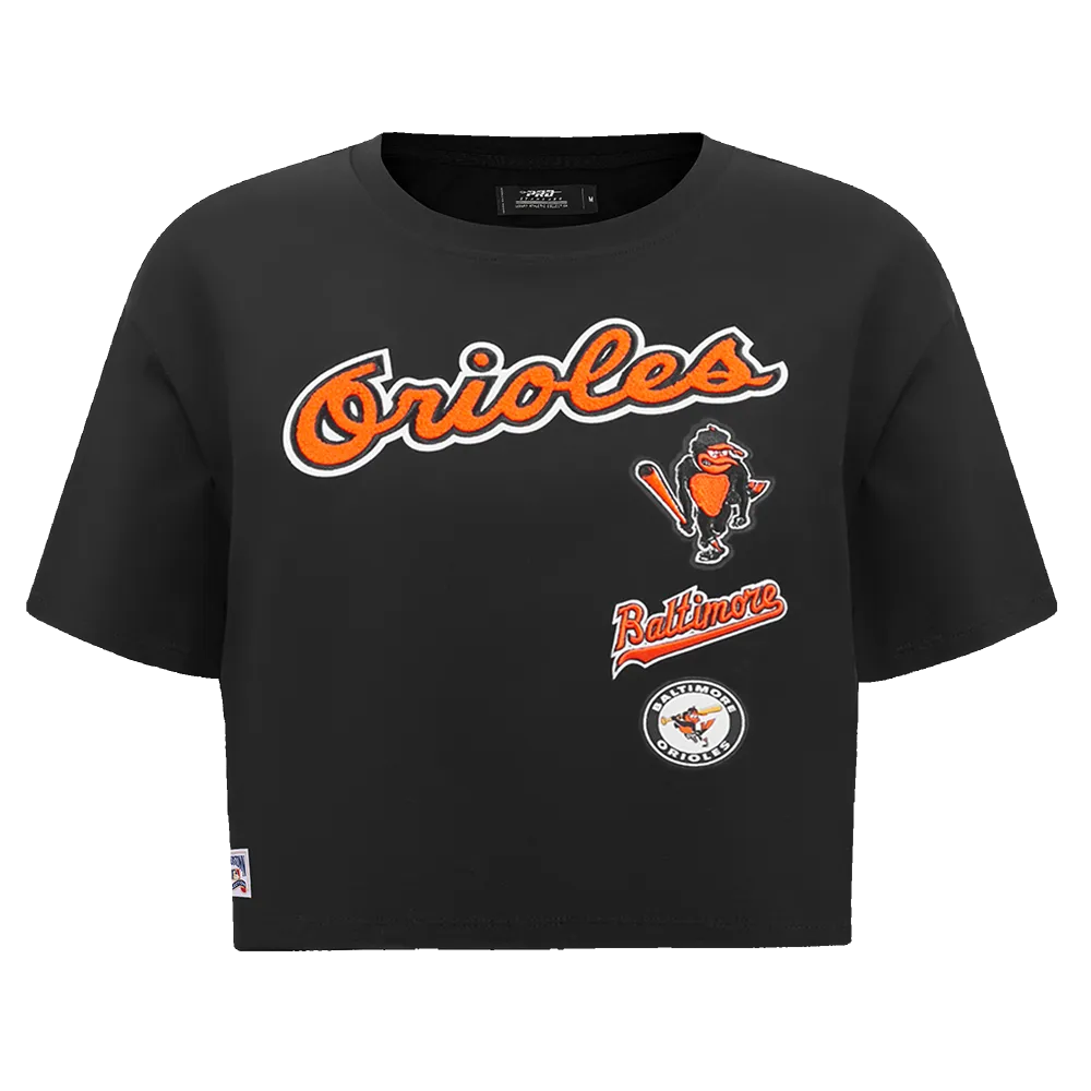 MLB BALTIMORE ORIOLES RETRO CLASSIC WOMEN'S BOXY TEE (BLACK)