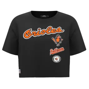 MLB BALTIMORE ORIOLES RETRO CLASSIC WOMEN'S BOXY TEE (BLACK)