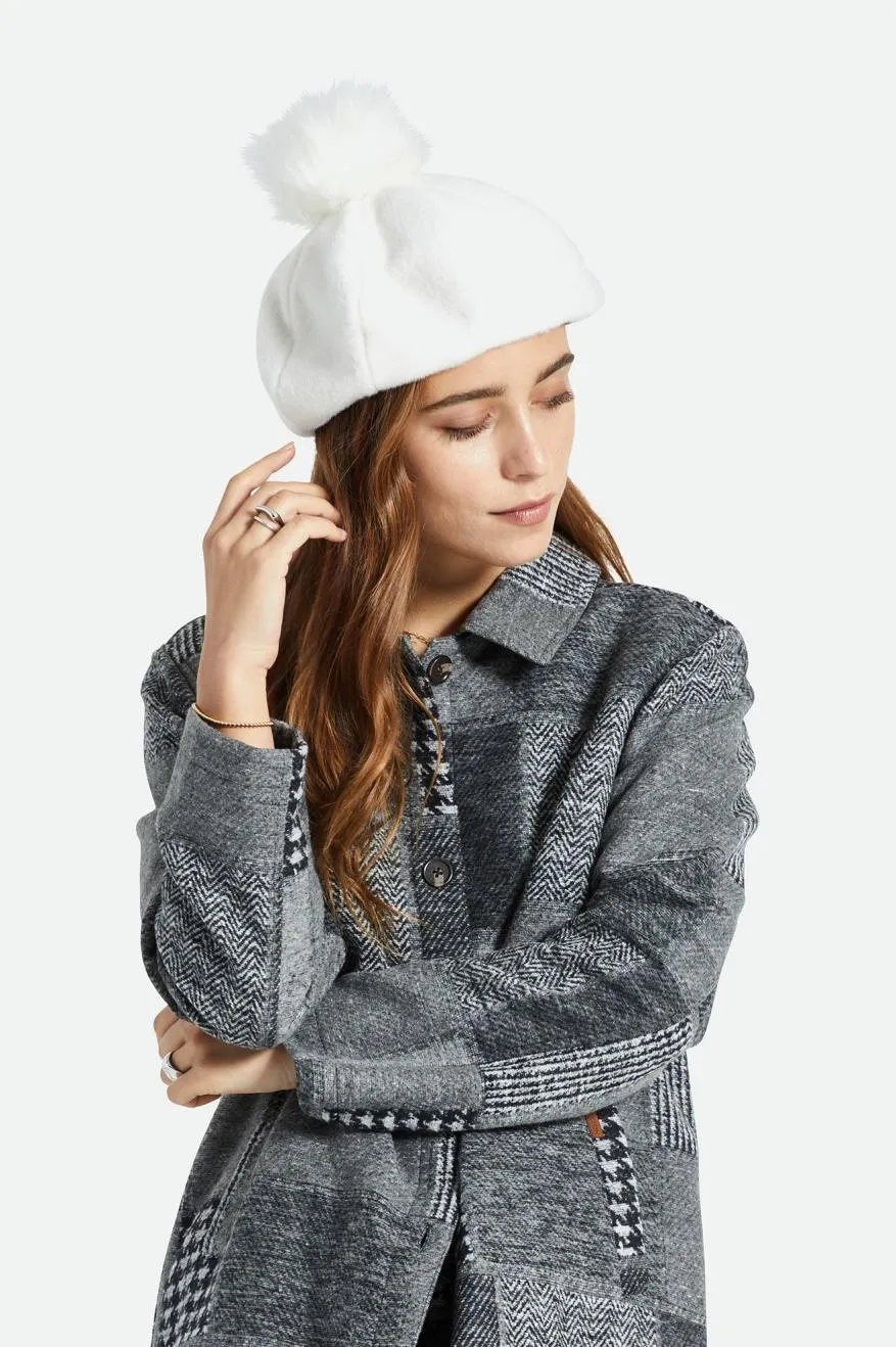 Natalie Oversized Pom Beret - Off White