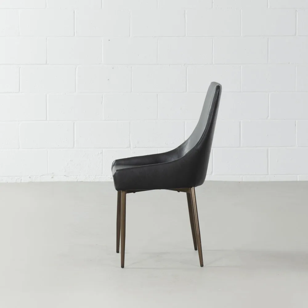 PAISLEY - Black Leather Dining Chair - FINAL SALE