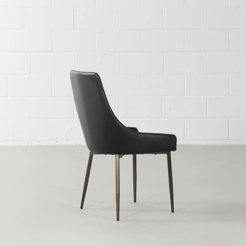 PAISLEY - Black Leather Dining Chair - FINAL SALE