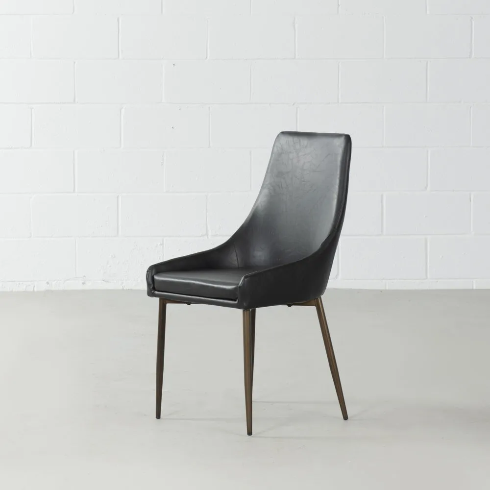 PAISLEY - Black Leather Dining Chair - FINAL SALE