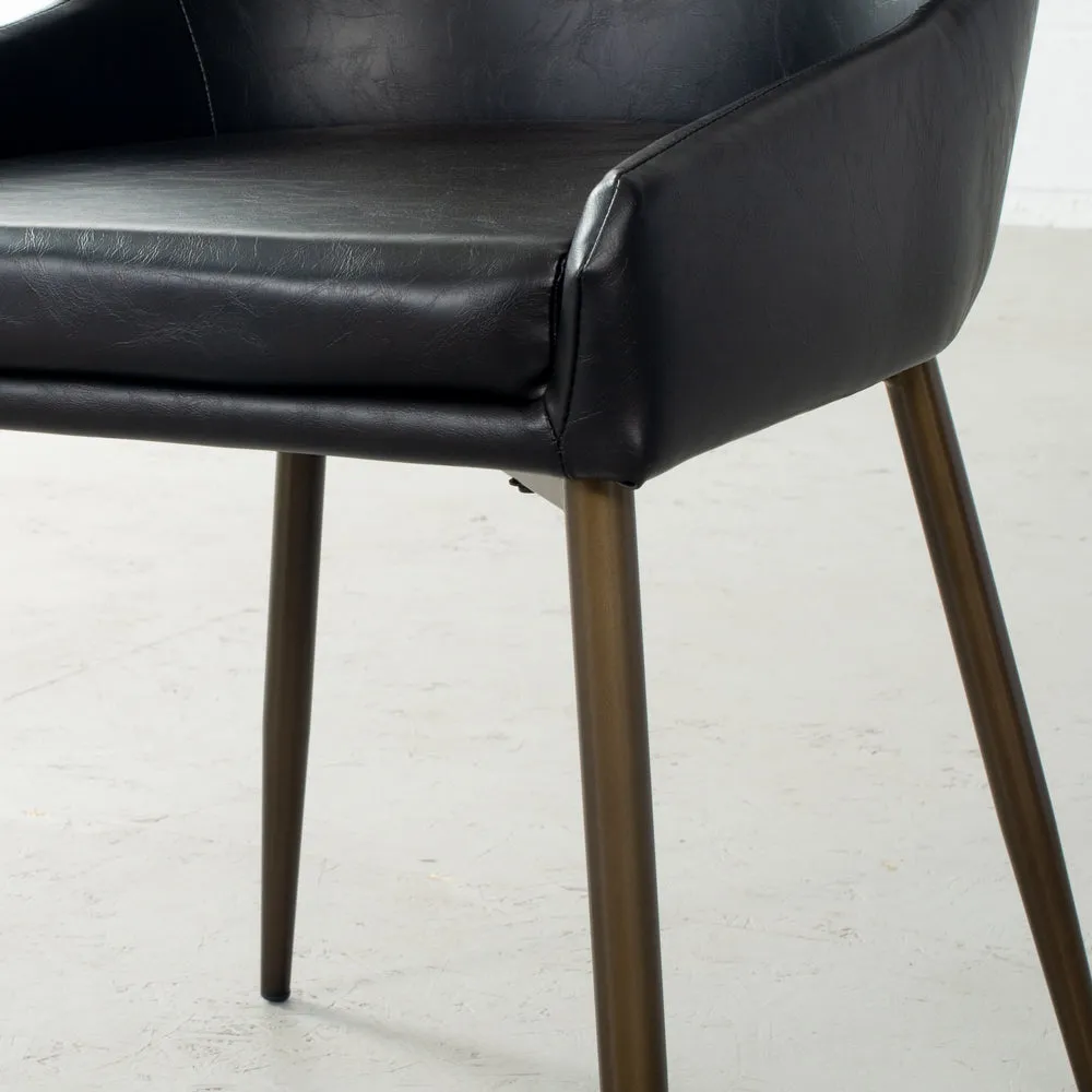 PAISLEY - Black Leather Dining Chair - FINAL SALE