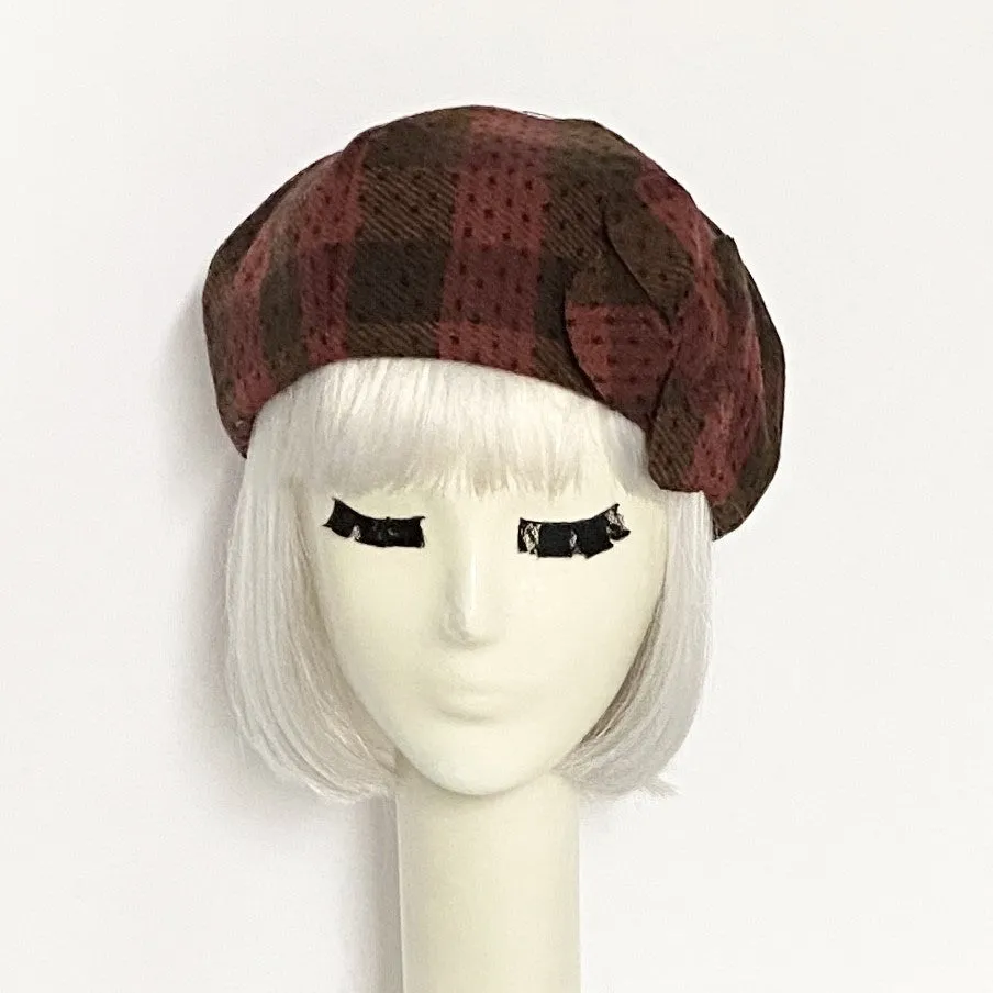 Red Wool Beret Flower