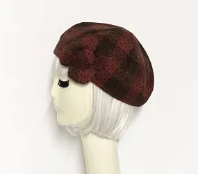 Red Wool Beret Flower