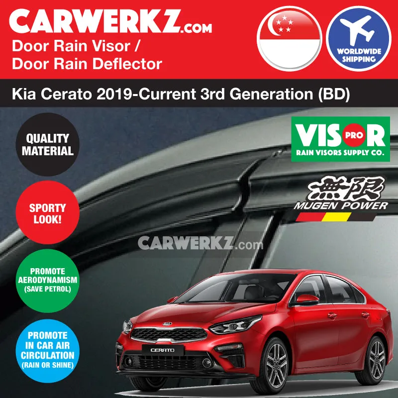 VISOR PRO Kia Cerato Forte 2019-Current 3rd Generation (BD) Door Window Visors (Mugen Style)