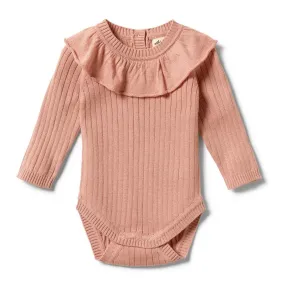 Wilson & Frenchy | Knitted Rib Ruffle Baby Bodysuit - Dusk